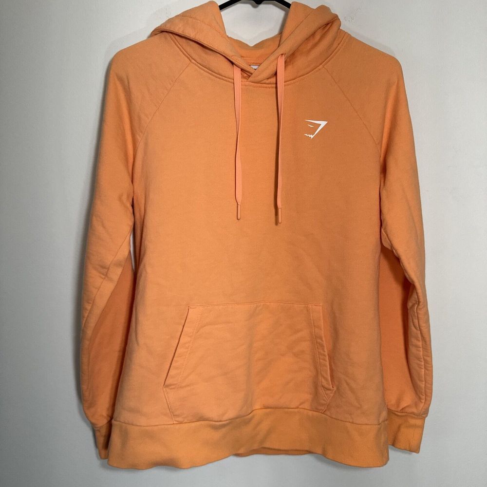 Gymshark Women's Small Peach Orange Pullover Hoodie Soft Workout Stretch Warm‎